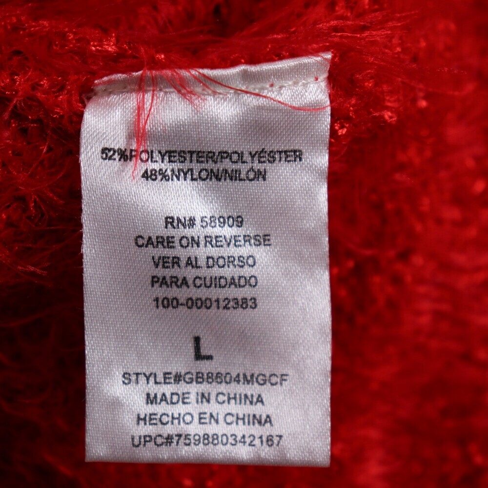 Gianni Bini Eyelash Sweater Womens L Red Sequin Accent Cozy Knit - Picture 3 of 15